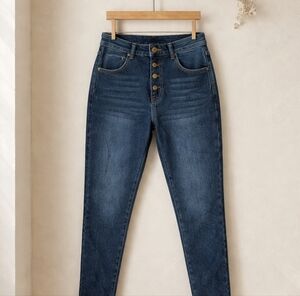 Women's Dark Blue High-Waisted Jeans